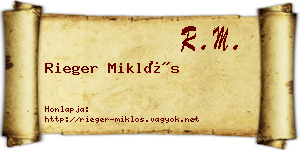 Rieger Miklós névjegykártya