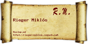 Rieger Miklós névjegykártya